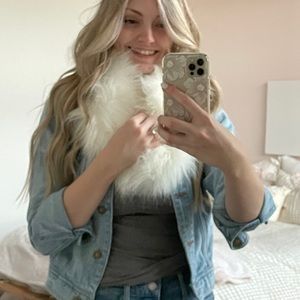 Extremely Fuzzy Faux Fur White Infinity Scarf